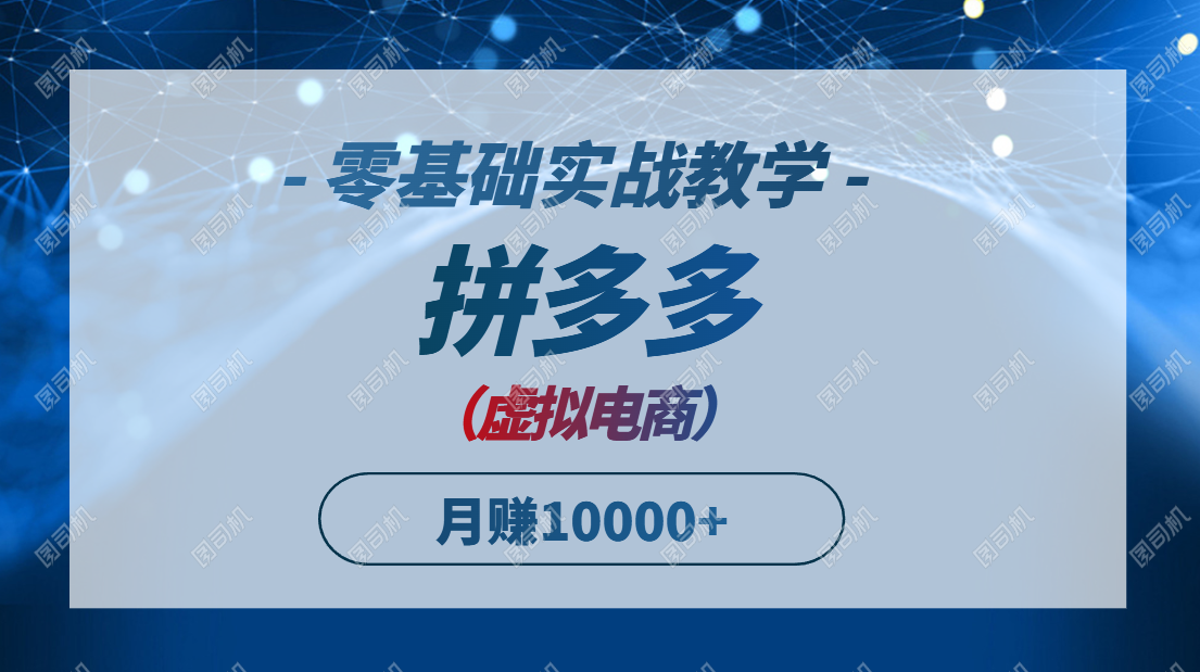 拼多多虚拟电商，零基础实战教学，快速打爆商品，新手也能月入10000+-悟空聊项目