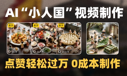 爆款1000W+播放微缩景观迷你小人国AI视频0成本制作全流程教学-悟空聊项目