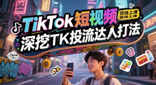 TikTok短视频带货线上课，深挖TK投流达人打法-悟空聊项目