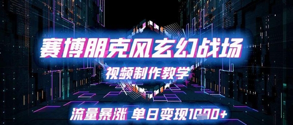 赛博朋克风玄幻战场视频制作教学，流量暴涨单日变现1k+-悟空聊项目
