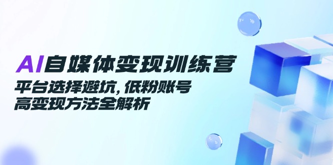 AI自媒体变现训练营，平台选择避坑，低粉账号高变现方法全解析-悟空聊项目