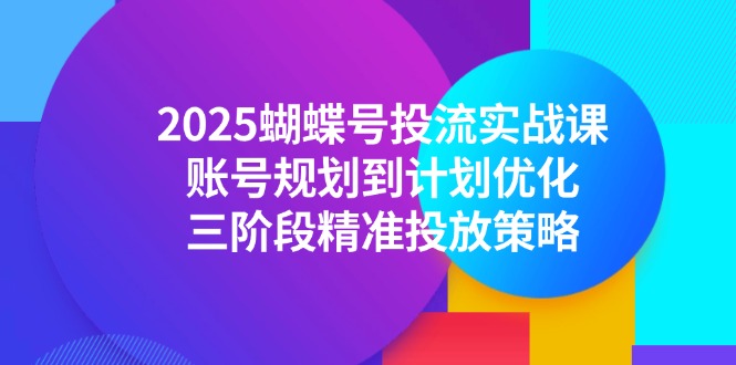 2025蝴蝶号投流实战课，账号规划到计划优化，三阶段精准投放策略-悟空聊项目