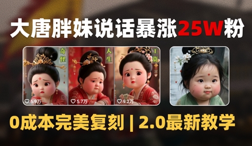 AI大唐胖贵妃说话2.0，40条视频暴涨40w粉，附独家变现攻略-悟空聊项目