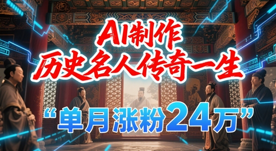 暴力起号！用AI制作历史名人传奇一生，单月涨粉24W，涨粉+变现赛道黑马来了-悟空聊项目