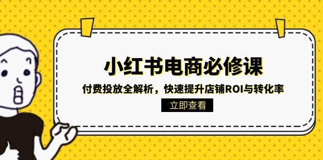 小红书电商必修课：付费投放全解析，快速提升店铺ROI与转化率-悟空聊项目