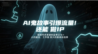 AI鬼故事引爆流量，还能做IP，视频号多渠道收益单日1k+，小白副业、工作室放大的最佳选择-悟空聊项目