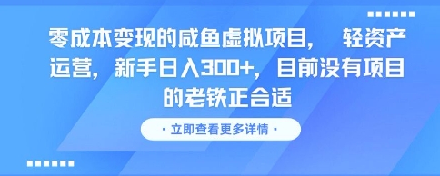 零成本变现的咸鱼虚拟项目， 轻资产运营，新手日入3张+，目前没有项目的老铁正合适-悟空聊项目