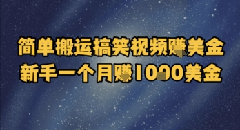 简单搬运搞笑视频挣美金，新手一个月入1k美金-悟空聊项目