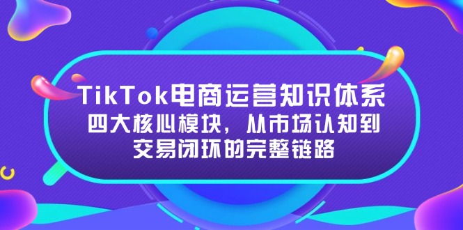 TikTok电商运营知识体系：四大核心模块，从市场认知到交易闭环的完整链路-悟空聊项目