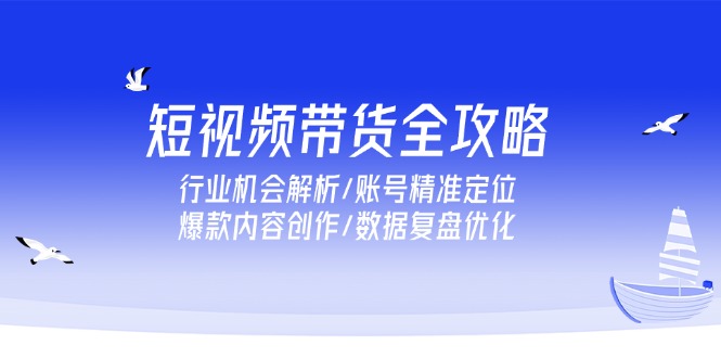 短视频带货全攻略，行业机会解析/账号精准定位/爆款内容创作/数据复盘优化-悟空聊项目