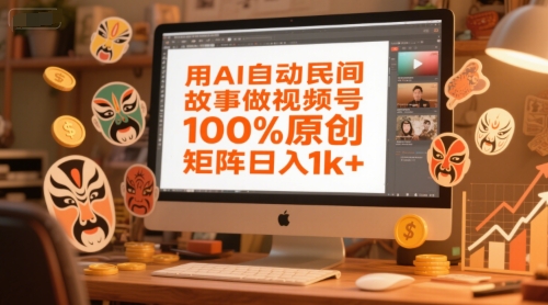 用AI自动民间故事做视频号，100%原创，矩阵日入1k+-悟空聊项目