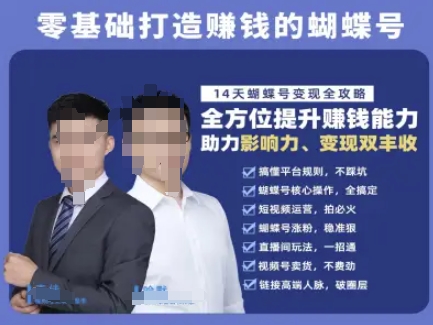 蝴蝶号专栏-视频号运营教程，零基础打造挣钱的蝴蝶号，14天蝴蝶号变现全攻略-悟空聊项目
