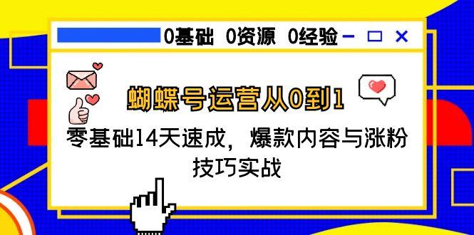 蝴蝶号运营从0到1，零基础14天速成，爆款内容与涨粉技巧实战-悟空聊项目