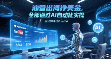 油管出海挣美金，全部通过AI自动化实操，从0到1实现月入过W-悟空聊项目