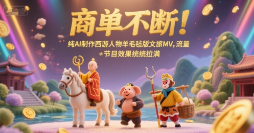 商单不断！纯AI制作西游人物羊毛毡版文旅MV，流量+节目效果统统拉满-悟空聊项目