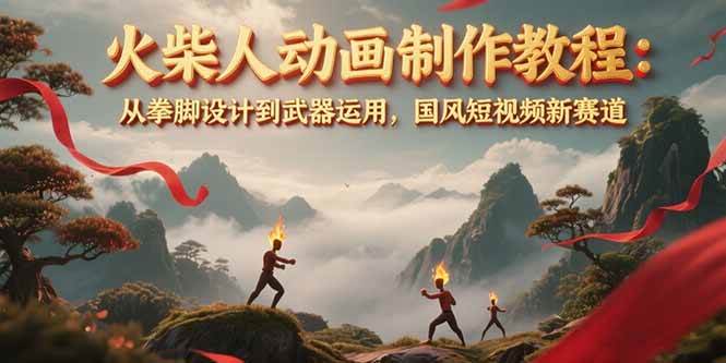 火柴人动画制作教程：从拳脚设计到武器运用，国风短视频新赛道-悟空聊项目