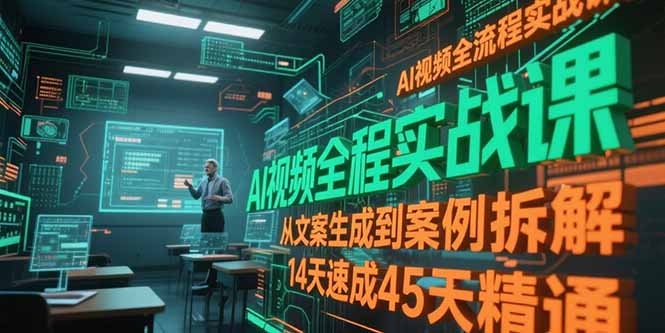 AI视频全流程实战课，从文案生成到案例拆解，14天速成45天精通-悟空聊项目