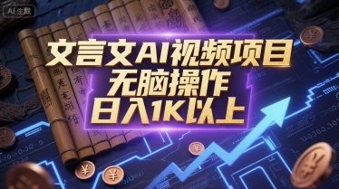 文言文AI视频项目，无脑操作，日入1K以上-悟空聊项目
