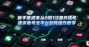 新手低成本从0到1注册并搭建多账号全平台矩阵操作教学，手机号-邮箱-IP-工具-悟空聊项目