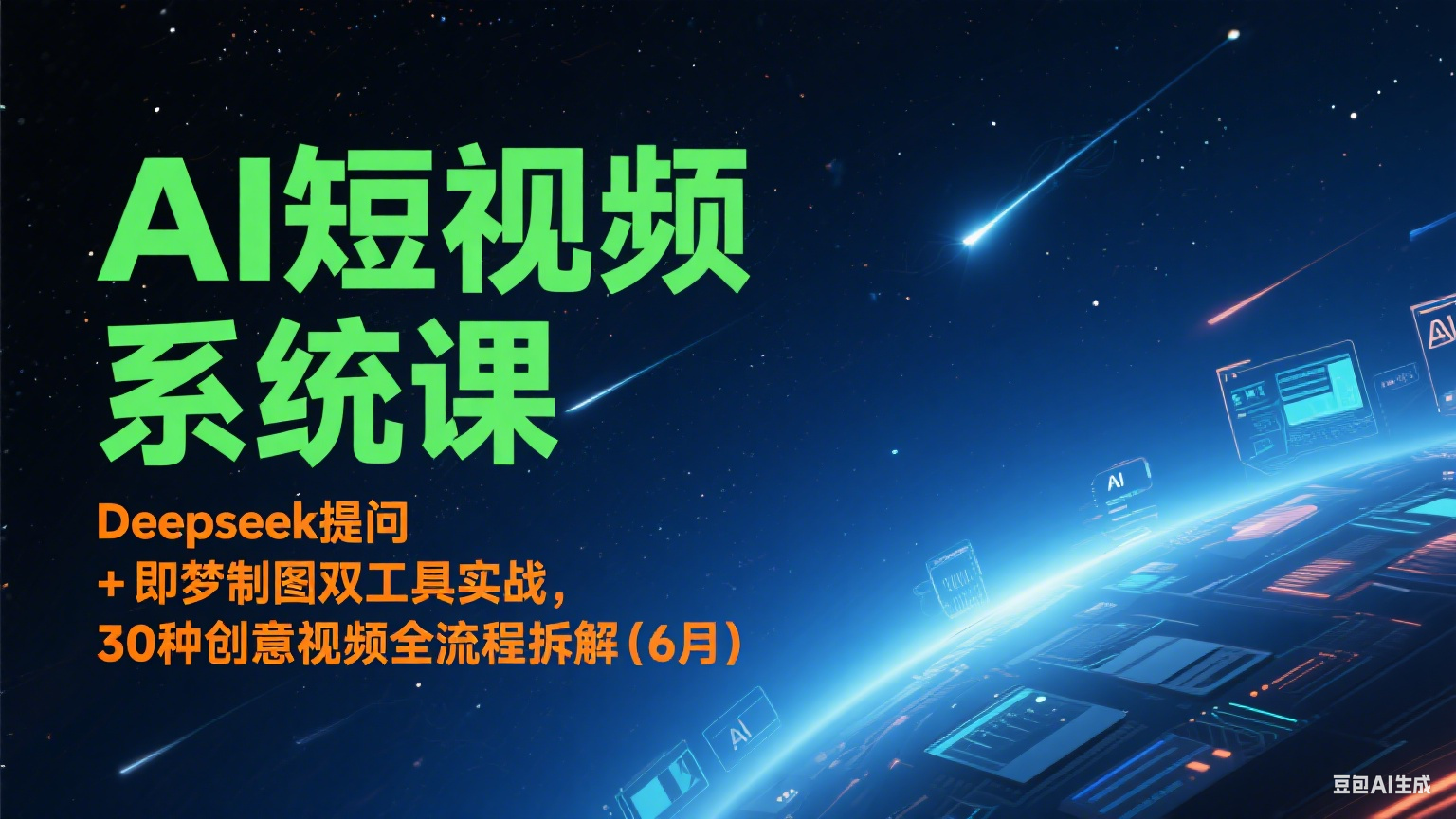 AI短视频系统课：Deepseek提问 + 即梦制图双工具实战，30种创意视频全流程拆解(6月)-悟空聊项目