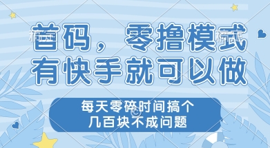 首码零撸项目，有快手就可以做，每天业务时间搞个几张不是问题【揭秘】-悟空聊项目