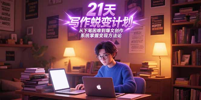 21天写作蜕变计划，从下笔困难到爆文创作，系统掌握变现方法论-悟空聊项目