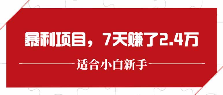 最新暴利项目，每单收益轻松在300以上，7天赚了2.4万-悟空聊项目