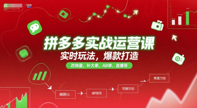 拼多多实战运营课，实时玩法，爆款打造，改销量，补大单，AB单，直播等(更新2025月)-悟空聊项目