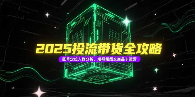 2025投流带货全攻略，账号定位人群分析，短视频图文商品卡运营-悟空聊项目