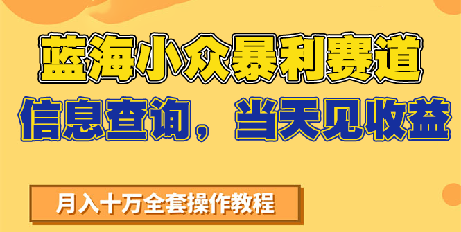 蓝海小众暴利赛道，信息查询，当天见收益，不讲玄学，7天搞了2万+-悟空聊项目