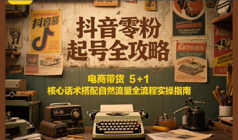 抖音零粉起号全攻略：电商带货 5+1 核心话术搭配自然流量全流程实操指南-悟空聊项目