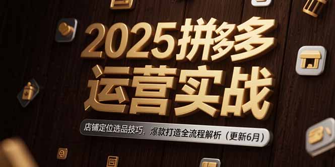 2025拼多多运营实战：店铺定位选品技巧，爆款打造全流程解析(更新6月-悟空聊项目