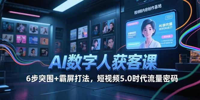 AI数字人获客课，6步突围+霸屏打法，短视频5.0时代流量密码-悟空聊项目