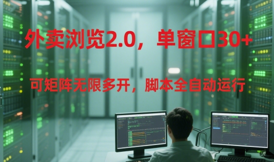 外卖浏览2.0，单窗口30+可矩阵无限多开，脚本全自动运行【揭秘】-悟空聊项目