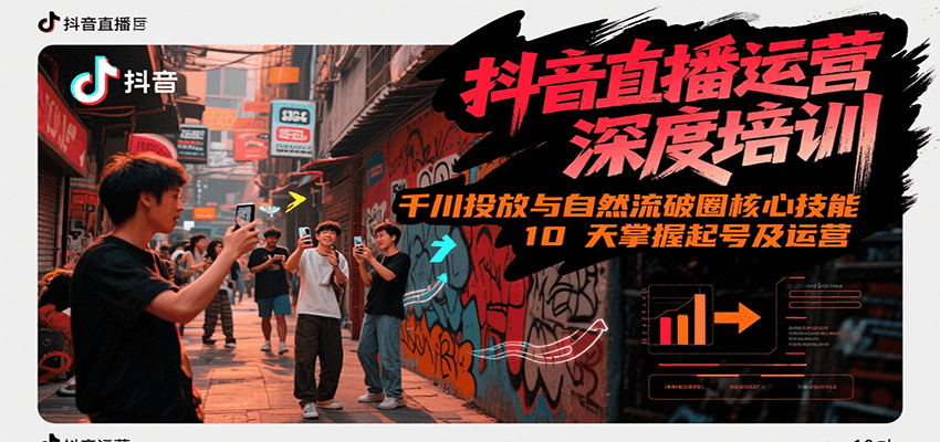 抖音直播运营深度培训，千川投放与自然流核心技能，10天掌握起号及运营(6-7月新课)-悟空聊项目
