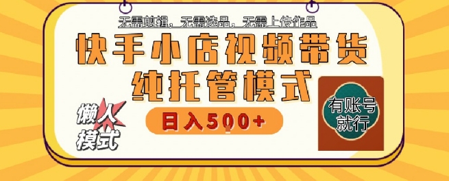 快手小店托管代运营，无需剪辑，无需选品，无需上传作品，全程无需操作，轻松月入5k+【揭秘】-悟空聊项目