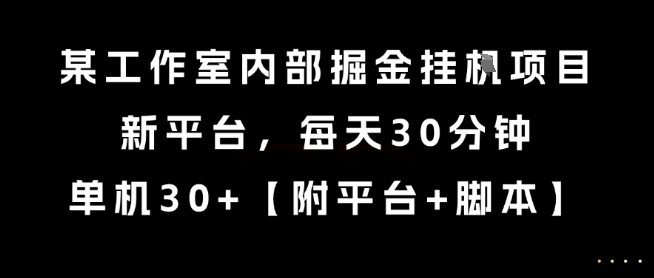 某工作室内部掘金挂G项目，新平台，每天30分钟，单机30+【揭秘】-悟空聊项目