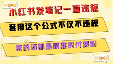 小红书发笔记一直违规，套用这个公式不仅不违规，来的还都是精准的付费粉-悟空聊项目