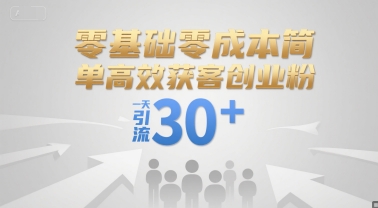 零基础零成本简单高效获客创业粉，一天引流30+-悟空聊项目