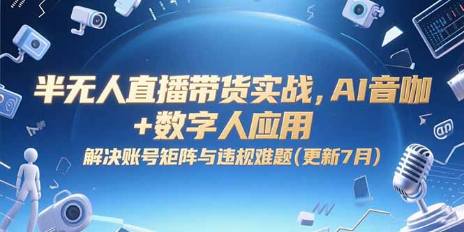 半无人直播带货实战，AI音咖+数字人应用 解决账号矩阵与违规难题(更新7月-悟空聊项目