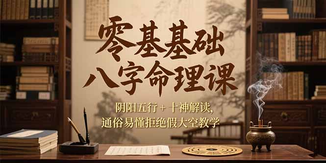 零基础八字命理课，阴阳五行+十神解读，通俗易懂拒绝假大空教学-悟空聊项目