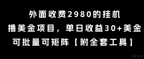 外面收费2980的挂G撸美金项目，单日收益30+美金，可批量可矩阵【揭秘】-悟空聊项目