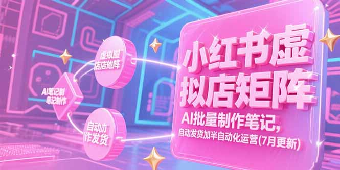 小红书虚拟店矩阵，AI批量制作笔记，自动发货加半自动化运营(7月更新-悟空聊项目
