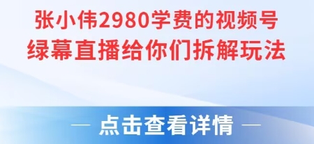 张小伟2980付费额视频号绿幕直播给你们拆解玩法-悟空聊项目