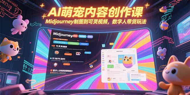AI萌宠内容创作课，Midjourney制图到可灵视频，数字人带货玩法-悟空聊项目