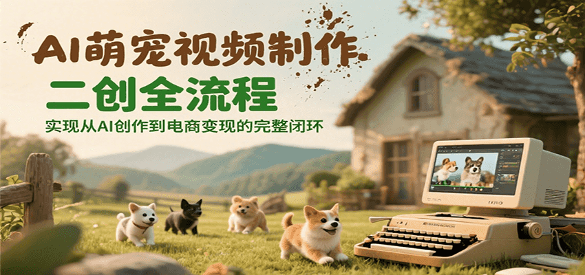 AI萌宠视频制作二创全流程，实现从AI创作到电商变现的完整闭环-悟空聊项目