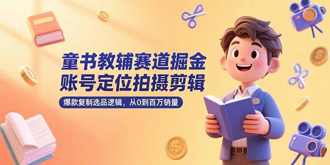 童书教辅赛道掘金，账号定位拍摄剪辑，爆款复制选品逻辑，从0到百万销量-悟空聊项目