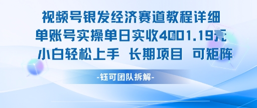 视频号银发经济赛道单账号实操单日实收1k+，小白轻松上手长期项目-悟空聊项目