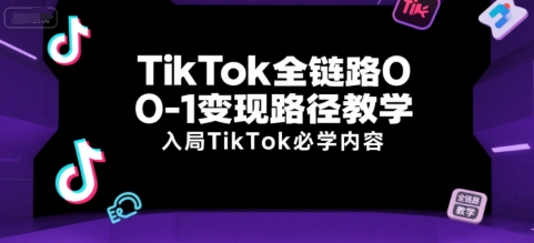TikTok全链路0-1变现路径教学，入局TikTok必学内容-悟空聊项目