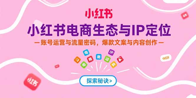 小红书电商生态与IP定位，账号运营与流量密码，爆款文案与内容创作-悟空聊项目